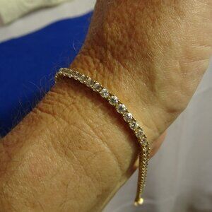 14K Gold Tennis Bracelet with Faux Diamonds 7"